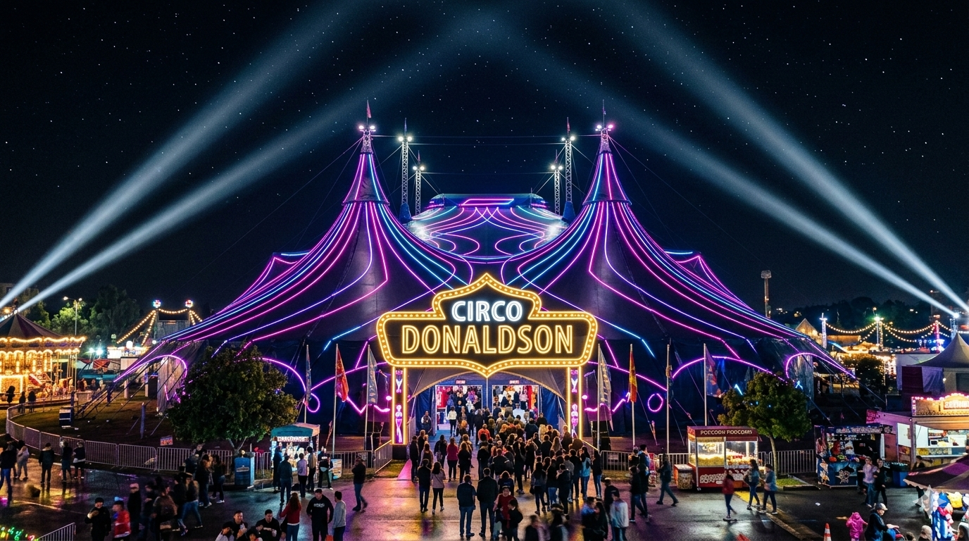 Carpa del Circo Donaldson iluminada
